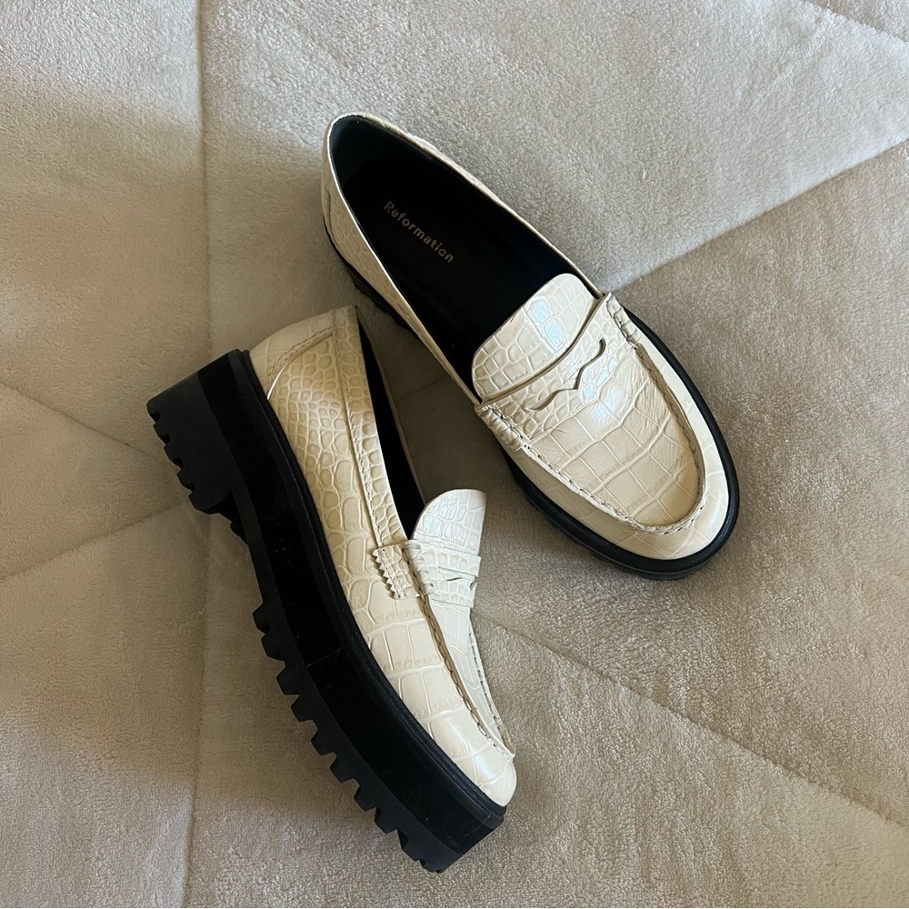 Reformation Agathea Leather Chunky Loafers